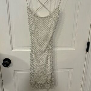 Pearl Accent White Mini Dress